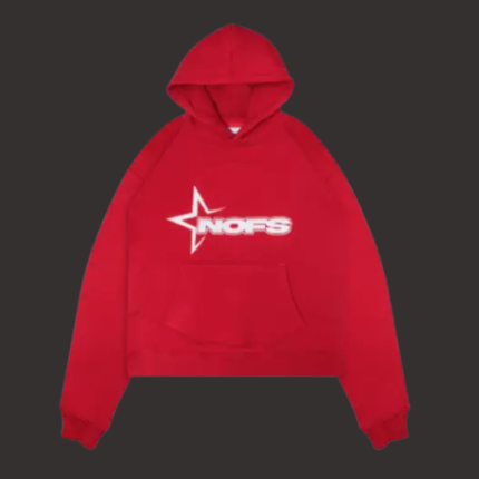 White And Red NOFS Logo Hoodie