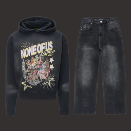 Black NOFS Vintage Hoodie and Jean Tracksuit